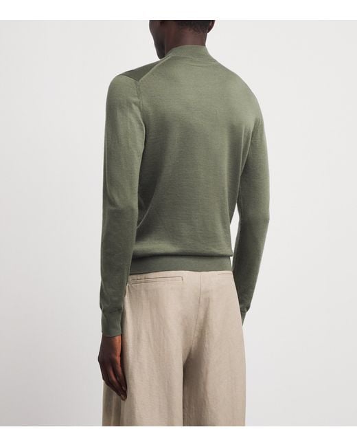 Colombo Green Cashmere Mock-Neck Sweater for men
