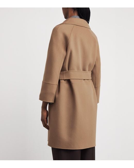 Max Mara Brown Virgin Wool Short Wrap Coat