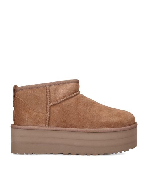Ugg Brown Suede Classic Ultra Mini Platform Boots