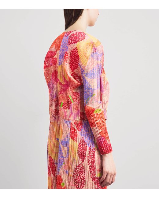 Pleats Please Issey Miyake Pink Pleated Foggy Forest Cardigan