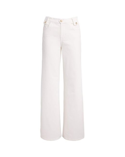 Maje White Stretch-Cotton Flare Jeans