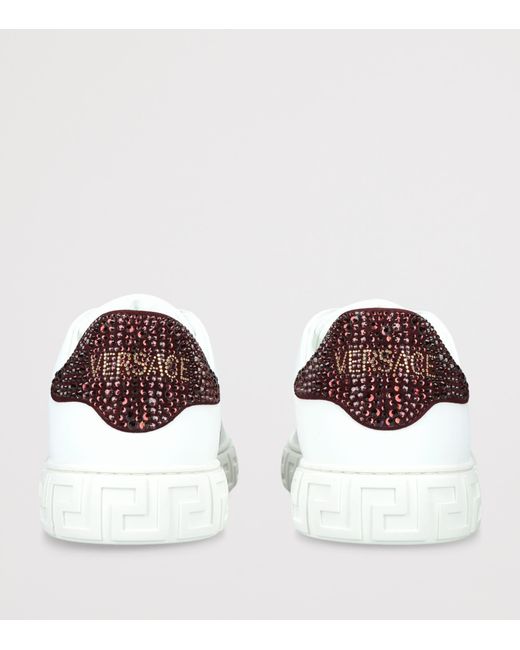 Versace White Embellished Greca Sneakers