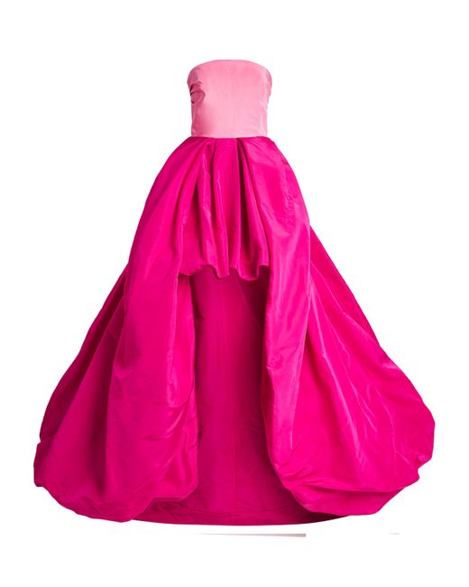 Carolina Herrera Pink Silk Strapless High-Low Gown