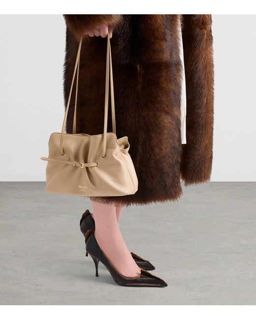 Prada Natural Small Leather Dada Shoulder Bag