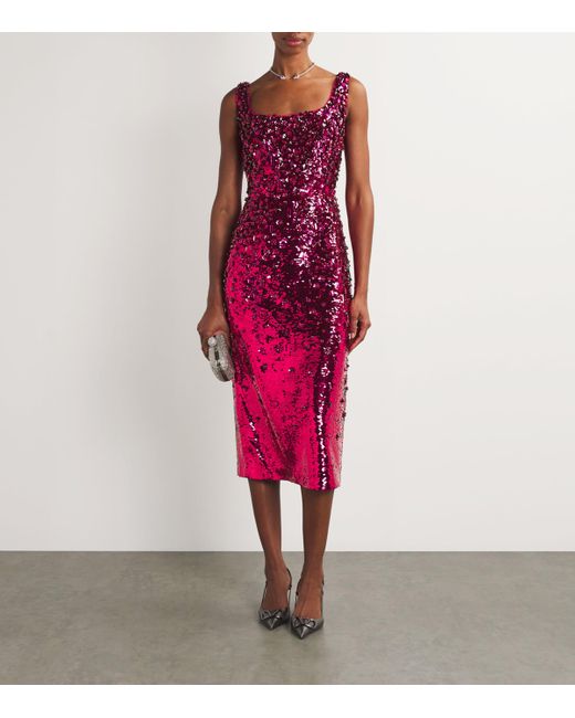 Carolina Herrera Purple Embellished Midi Dress