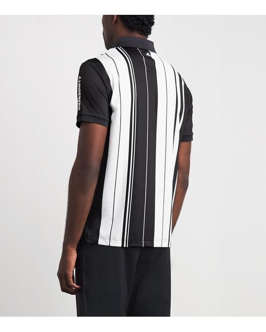 J.Lindeberg Black 30Y Tour Tech Stripe Polo Shirt for men