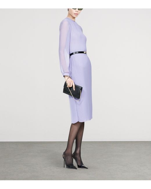 Tom Ford Purple Chiffon Plissé Midi Dress
