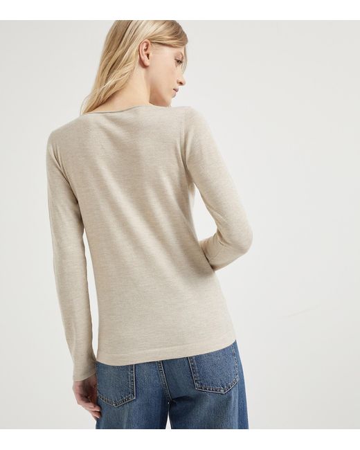 Brunello Cucinelli Natural Cashmere-Silk-Blend Sweater