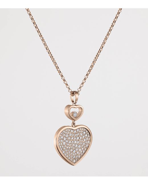 Chopard Metallic And Diamond Happy Hearts Pendant Necklace