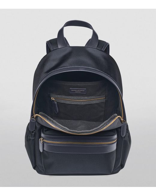 Aspinal Blue Nylon Backpack for men
