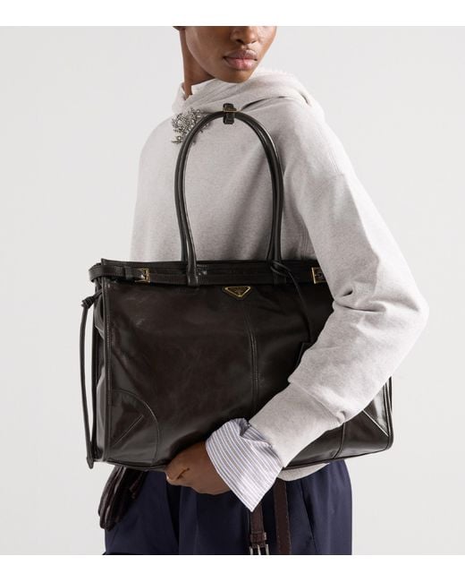 Prada Black Extra Large Leather Bonnie Shoulder Bag