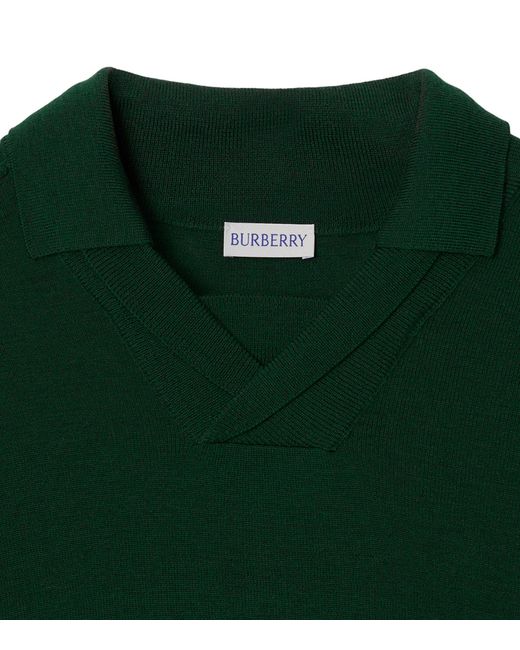 Burberry Green Wool Polo Shirt for men
