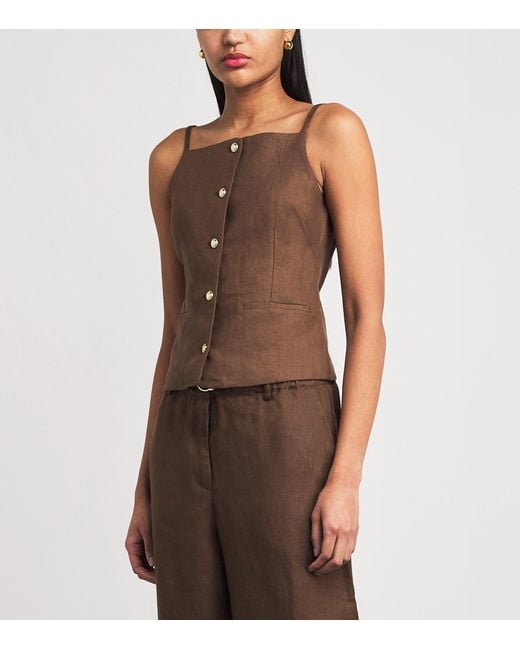 Maje Brown Linen Tank Top
