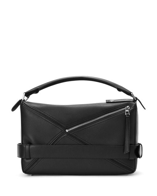Loewe Black Large Leather Puzzle Biker Top-Handle Bag for men
