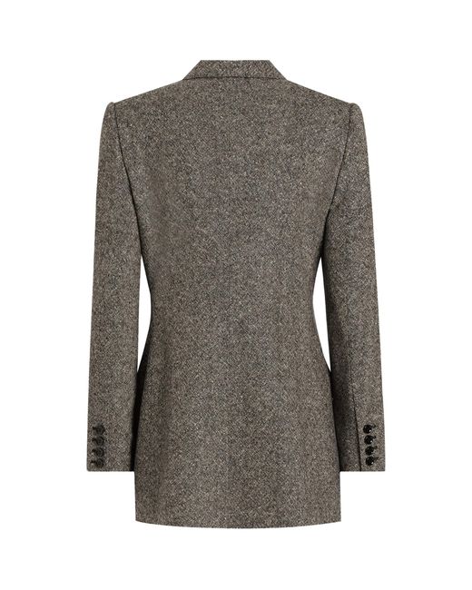 Dolce & Gabbana Gray Stretch-Wool Single-Breasted Blazer
