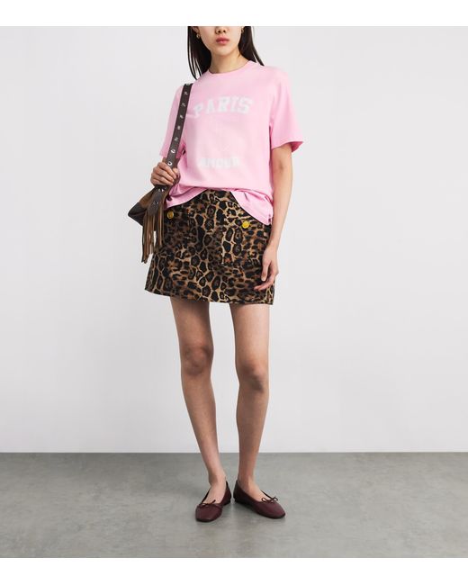 Maje Pink Cotton Paris T-Shirt