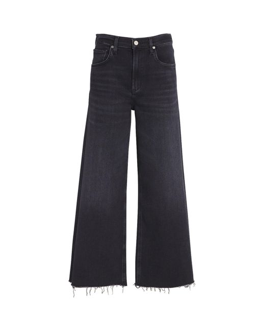 Citizens of Humanity Blue Cropped Lyra Wide-Leg Jeans