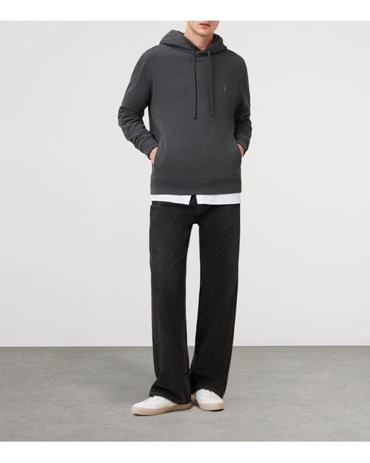 AllSaints Gray Organic Cotton Raven Ramskull Hoodie for men