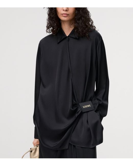 Loewe Black Silk Draped Shirt