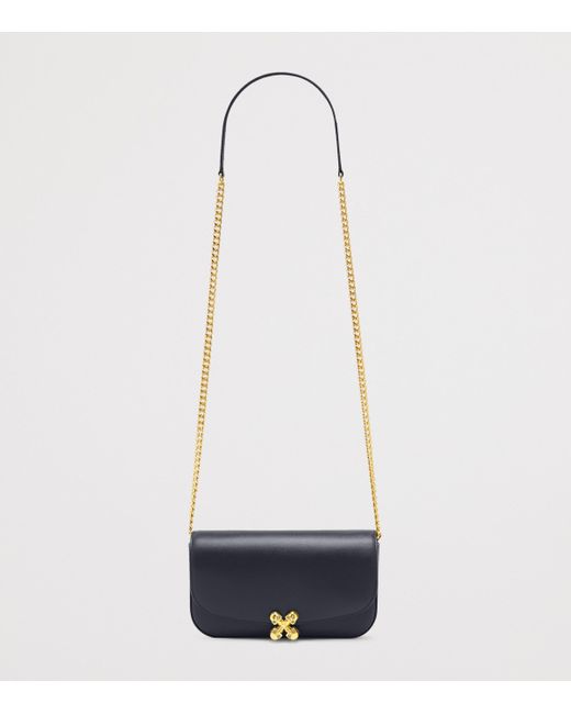 Alexander McQueen Blue Small Leather Skull Flower Cross-Body Bag