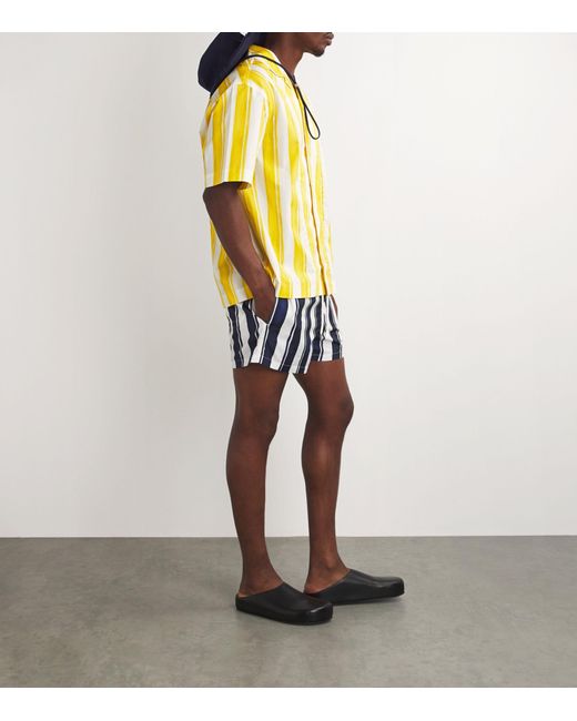 Jacquemus Yellow Cotton Striped Bowling Shirt for men