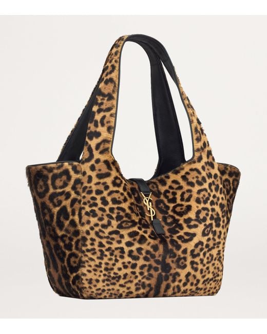 Saint Laurent Brown Leather Bea Le 5 À Tote Bag