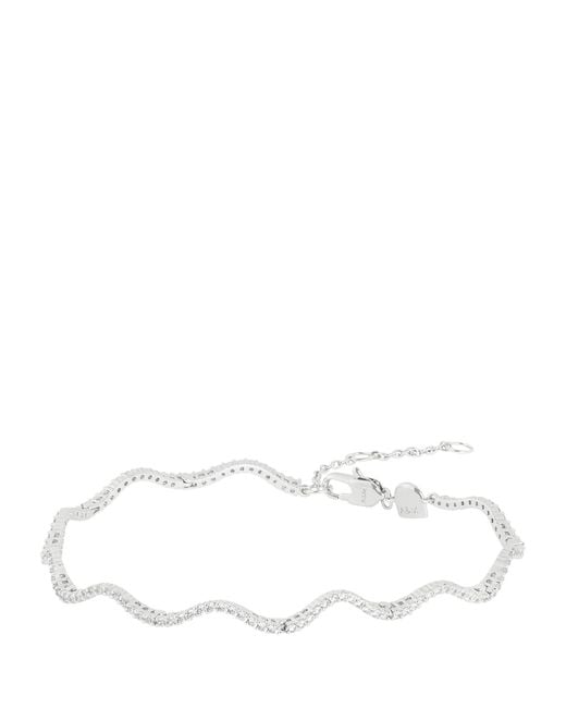 Astrid & Miyu White Rhodium-Plated And Cubic Zirconia Ripple Tennis Bracelet