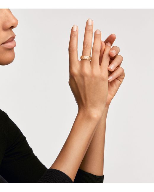 Chanel Metallic Small Beige Gold Coco Crush Ring