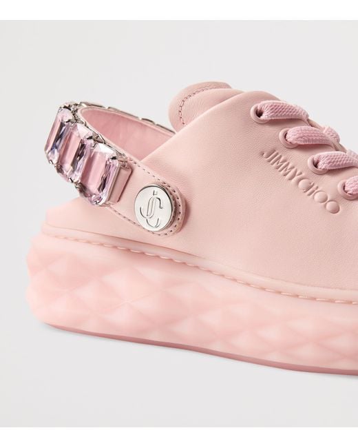 Jimmy Choo Pink Diamond Maxi Leather Slingback Sneakers
