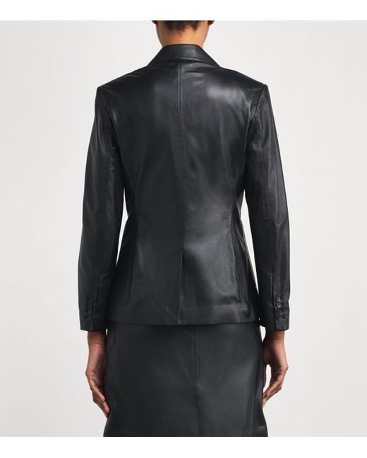 Joseph Black Leather Glenview Blazer