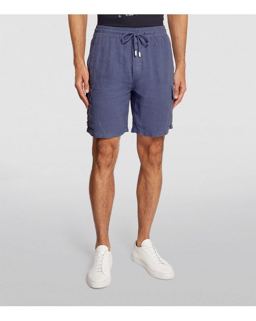 Vilebrequin Blue Linen Cargo Shorts for men