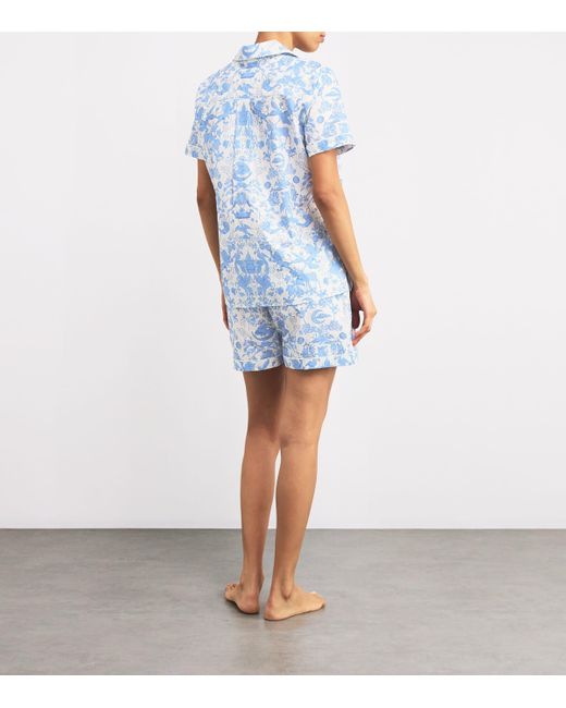 Harrods Blue Cotton Short-Sleeve Pyjama Set