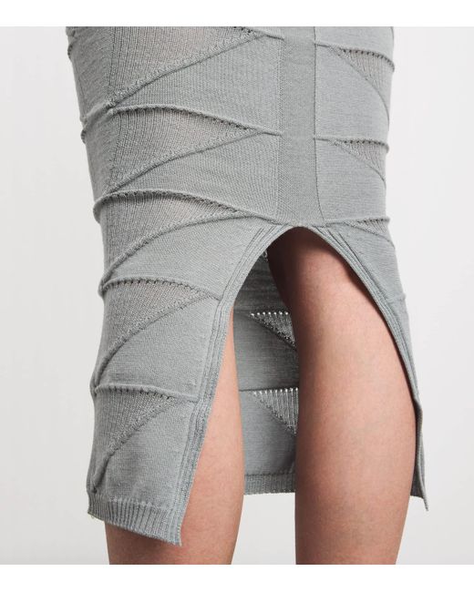 Rick Owens Gray Virgin Wool Midi Skirt