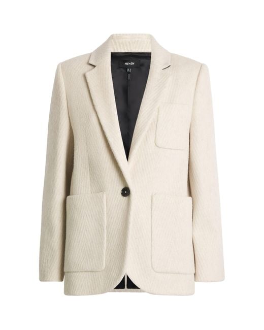 ME+EM Natural Wool-Blend Herringbone Blazer