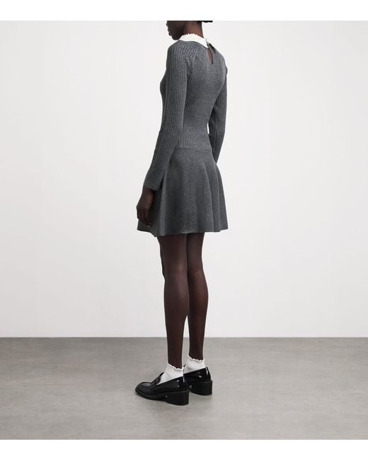 Maje Gray Embellished Collar Knit Mini Dress