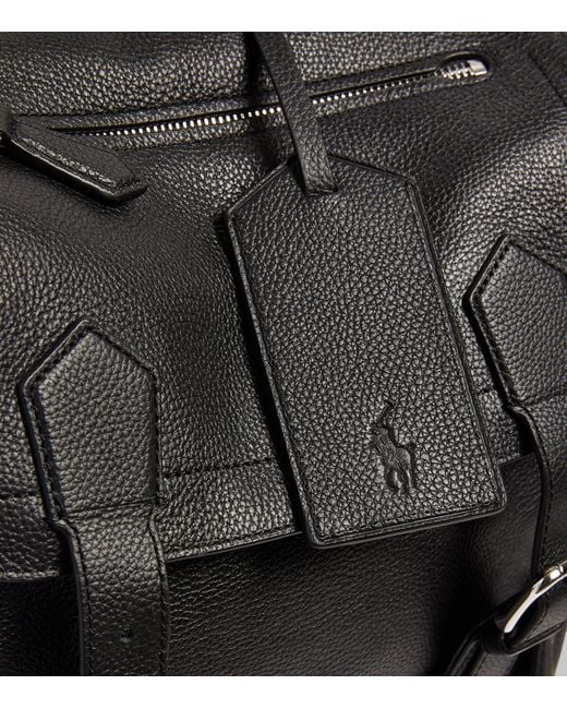 Polo Ralph Lauren Black Pebbled Leather Backpack for men