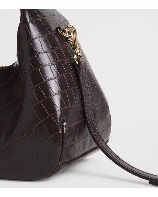 Ganni Black Mini Croc-Embossed Top-Handle Bag