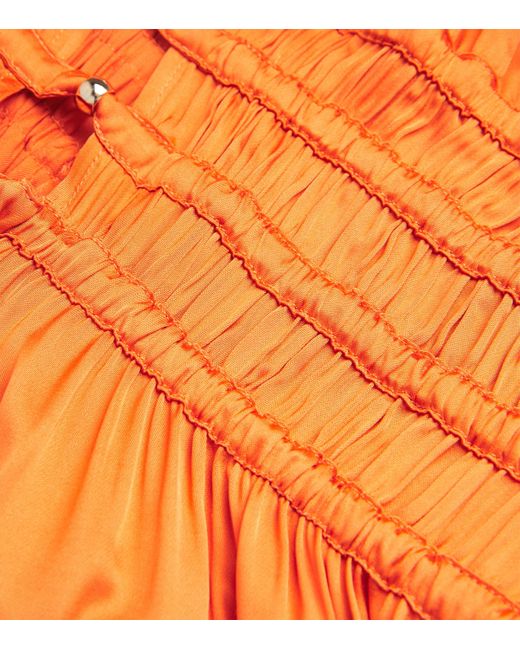 Maje Orange Satin-Effect Midi Dress