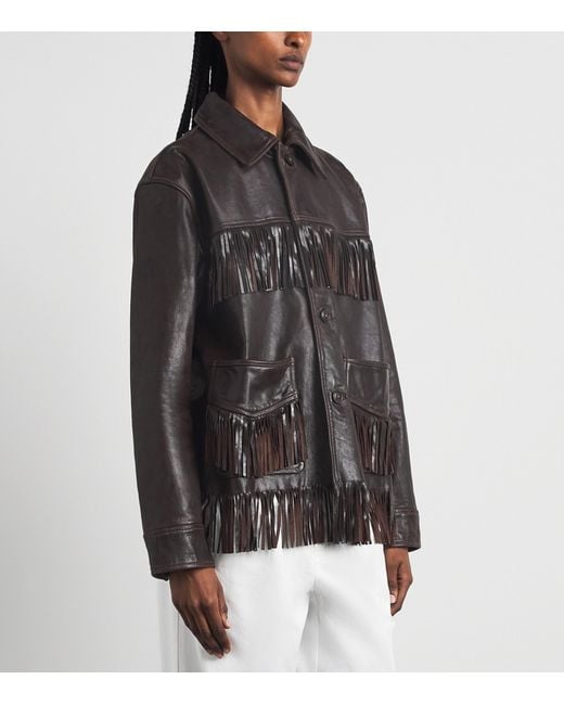 Polo Ralph Lauren Black Fringed Leather Jacket