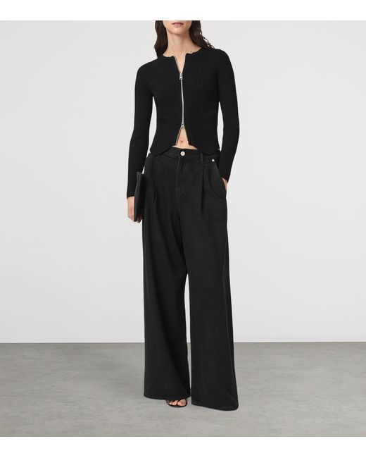 AllSaints Black Ribbed Cruz Cardigan
