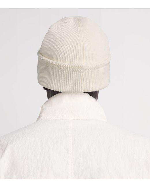 Stone Island Natural Cotton Compass Patch Beanie for men