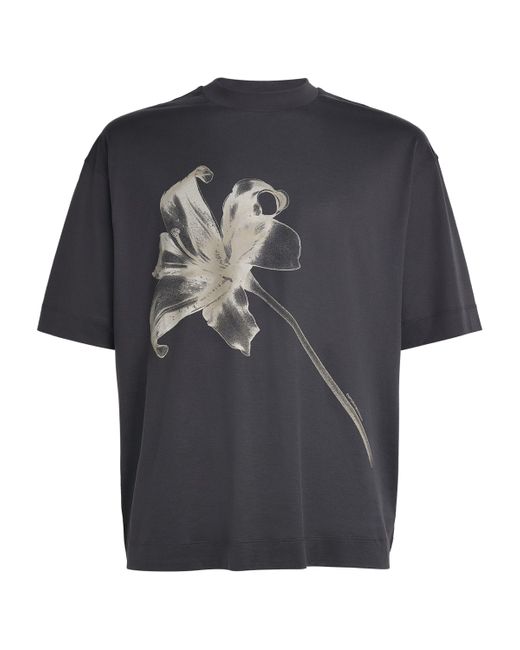 Emporio Armani Black Flower Graphic T-Shirt for men