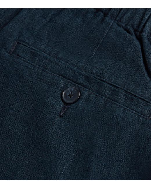 Vince Blue Linen Tie-Waist Shorts for men