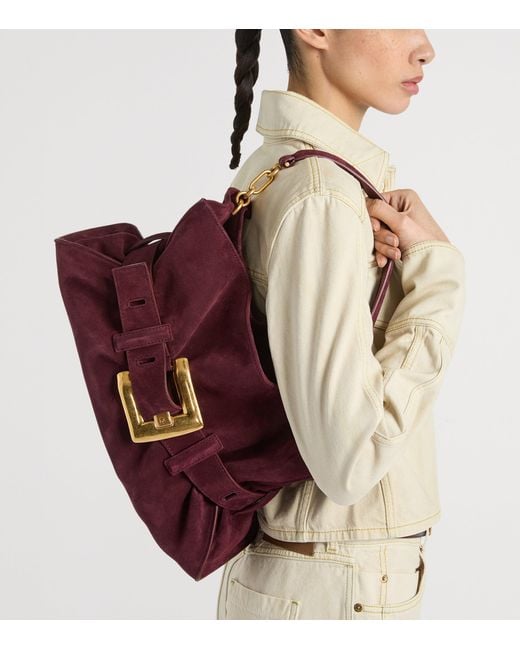 Balmain Purple Medium Suede Anthem Shoulder Bag