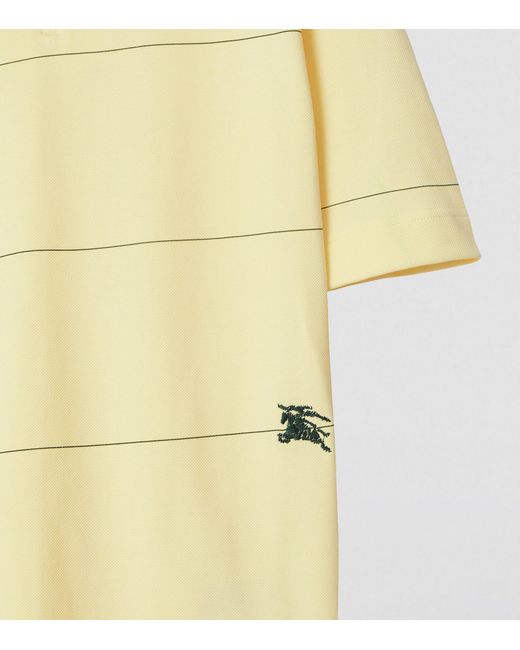 Burberry Yellow Cotton Striped Polo Shirt for men