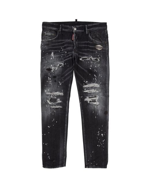 DSquared² Gray Distressed Skater Slim Jeans for men