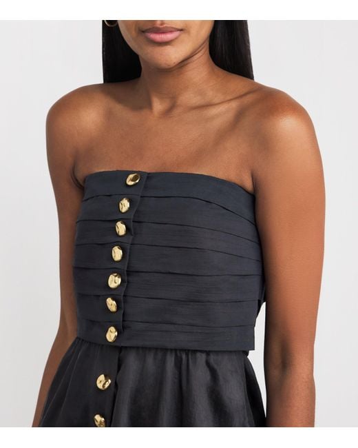Sandro Black Cotton-Blend Bandeau Midi Dress