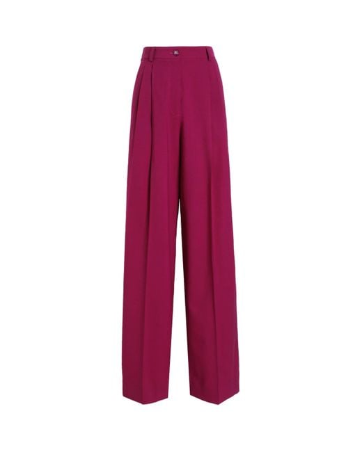 Dolce & Gabbana Red Stretch-Wool Wide-Leg Trousers
