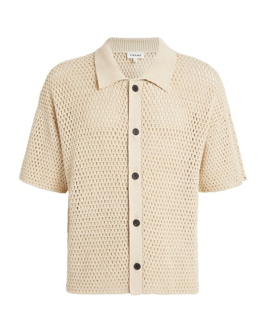 FRAME Natural Crochet Short-sleeve Polo Shirt