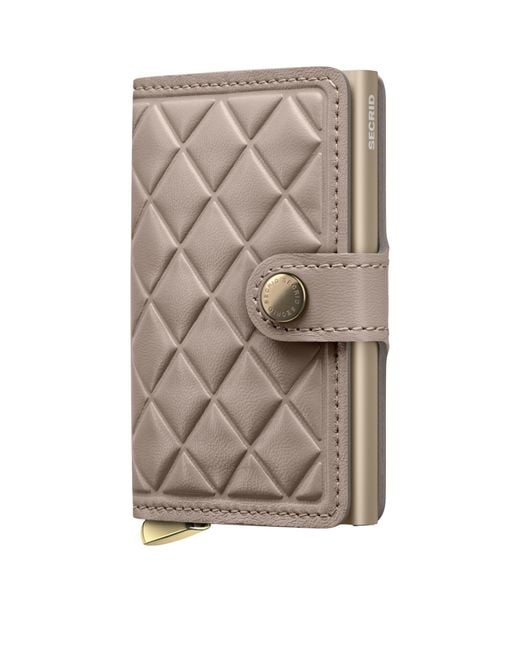 Secrid Brown Leather Diamond-Embossed Miniwallet for men